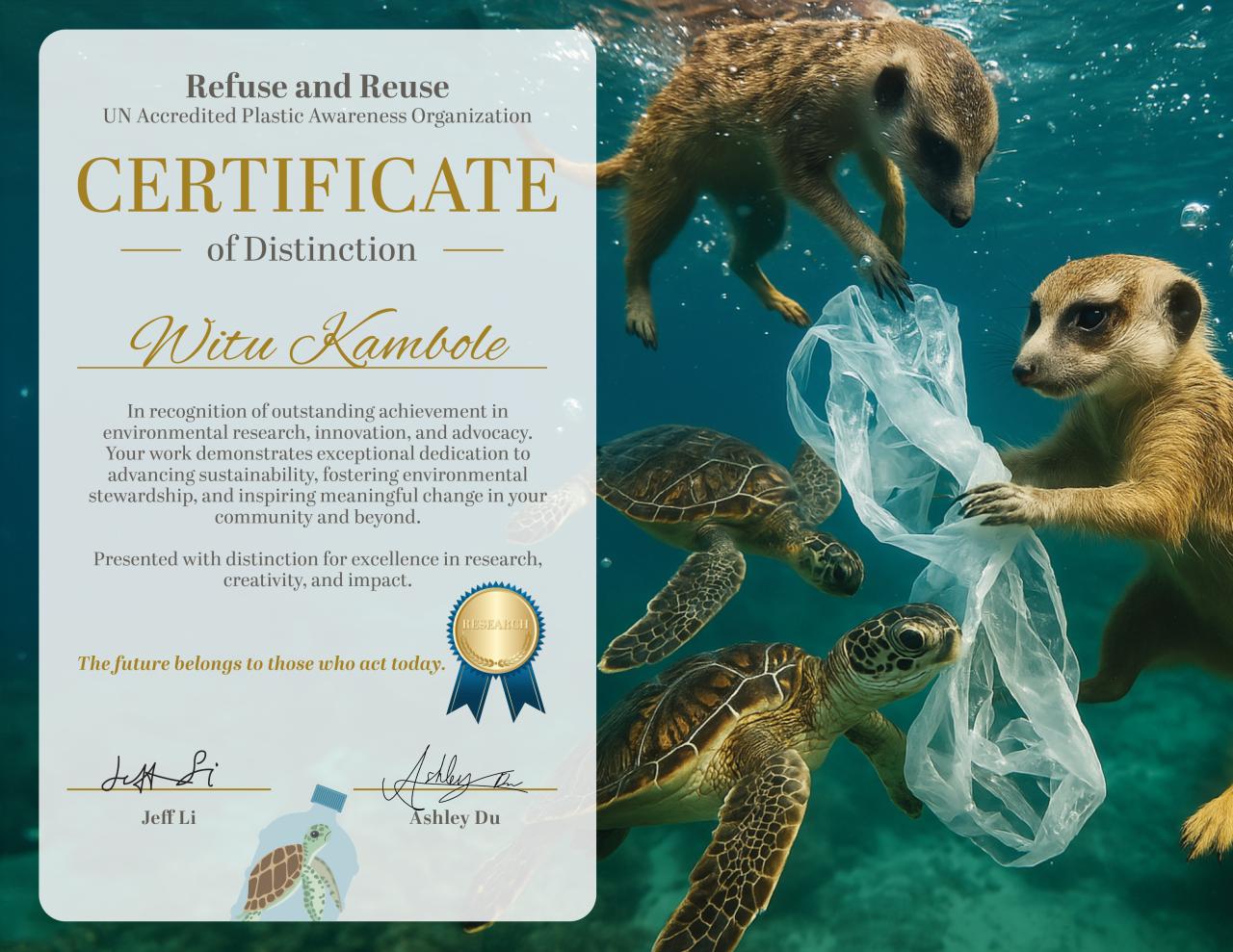 Certificate of Distinction – Refuse & Reuse